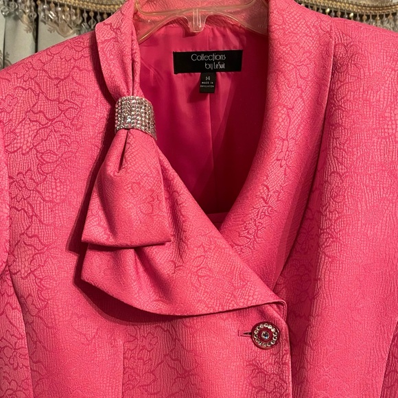 Collections by Le Suit size 14 Fuchsia Pink Fully Lined, Rhinestones Crystals - Picture 2 of 2
